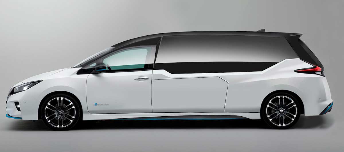 El Leaf Funerario de Bergadana es uno de los vehículos eléctricos con mayor autonomía del mercado, con un diseño vanguardista adaptado a las últimas tendencias del sector.